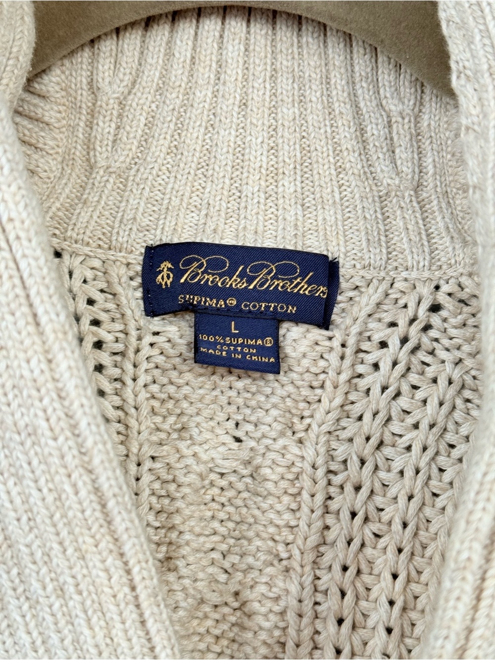 Brooks Brothers Cream Cable Knit Shawl Collar Cardigan - Picture 2 of 3